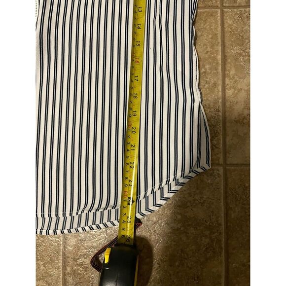 Michael Kors Blue White Stripe Long Sleeve Pullover Pockets Blouse Top Size M - Picture 6 of 6